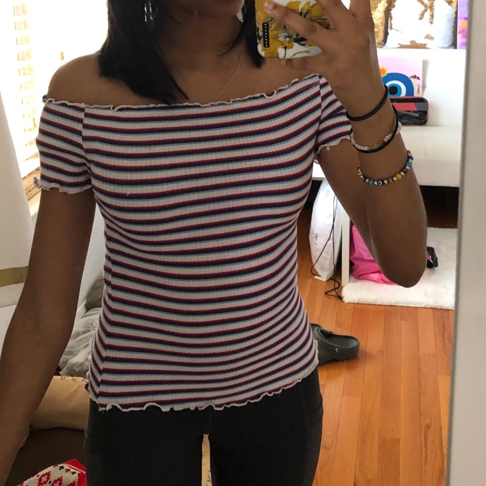 Red, White, & Blue Off The Shoulder Top